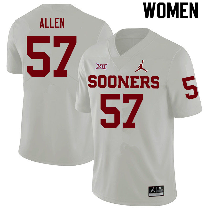 Women #57 Gunnar Allen Oklahoma Sooners College Football Jerseys Sale-White